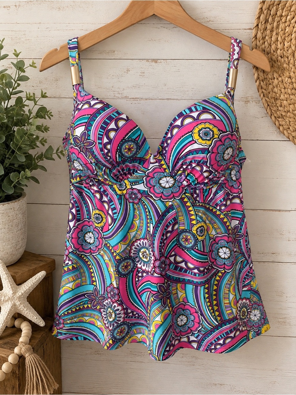 Lane Bryant Pink Multi-Color Paisley Floral Camisole